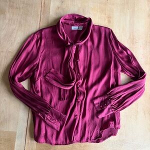Vintage 100% Silk Spiegel Women's Blouse - Rich Burgundy